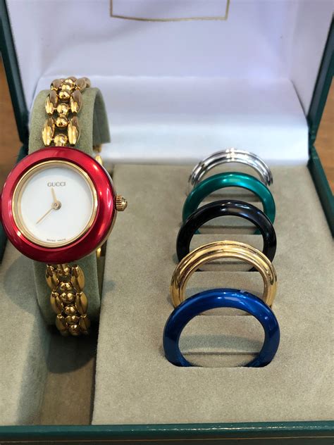 interchangeable watch set gucci|Gucci watch changeable bezels.